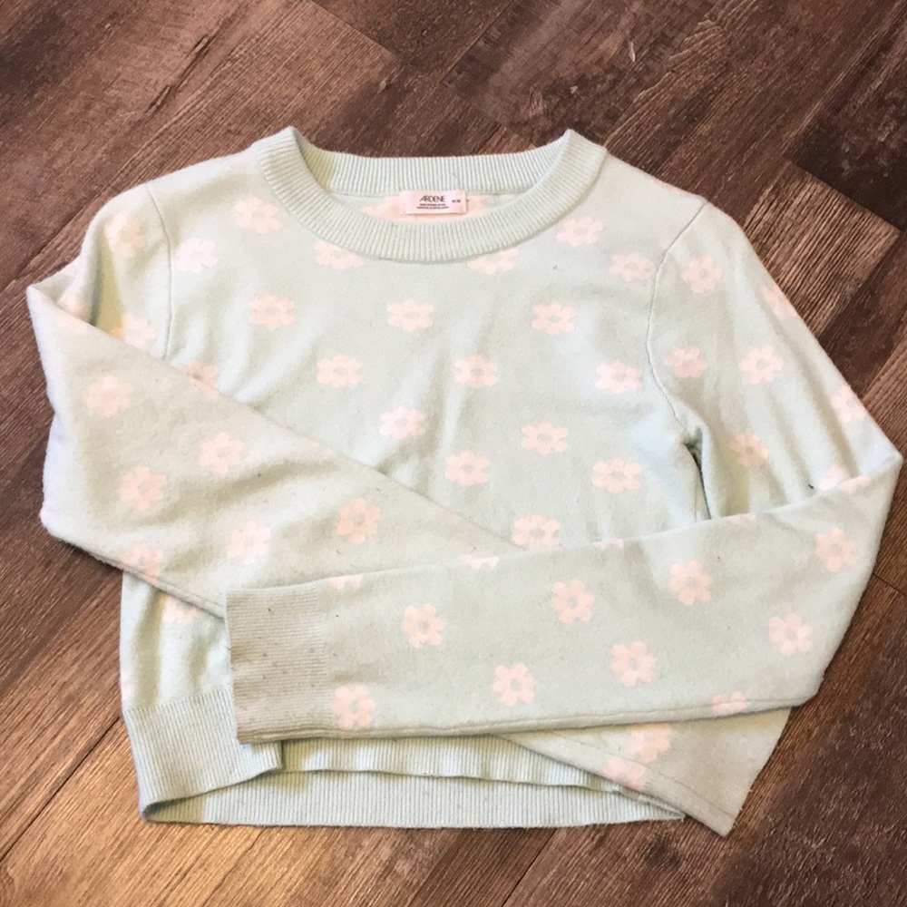 FLORAL CROPPED SWEATER Womens  size Medium